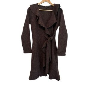 Marisa Christina Women's Small Wool Winter Belted Winter Wrap Casual Brown Coat